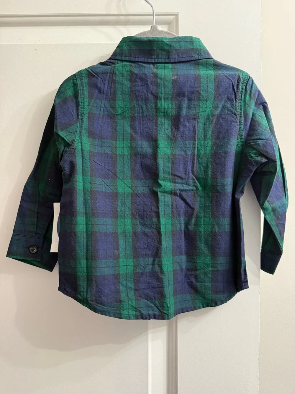 Old Navy Long-Sleeve Green & Navy Plaid Button-Up Shirt